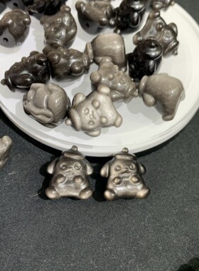 天然银曜石布丁狗手工DIY手链项链耳饰吊坠挂件水晶饰品