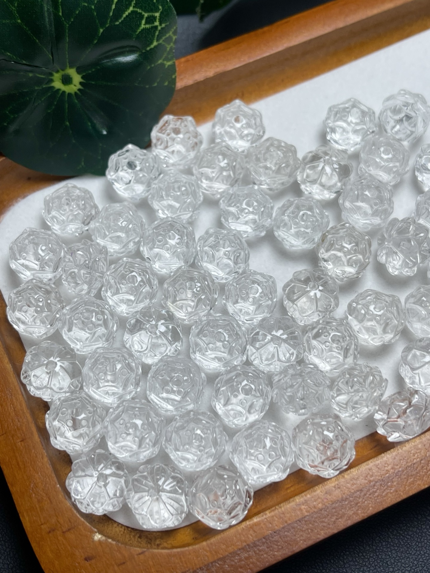 天然白水晶莲花雕刻件手工Diy手链项链吊坠滴溜串链配件饰品挂件