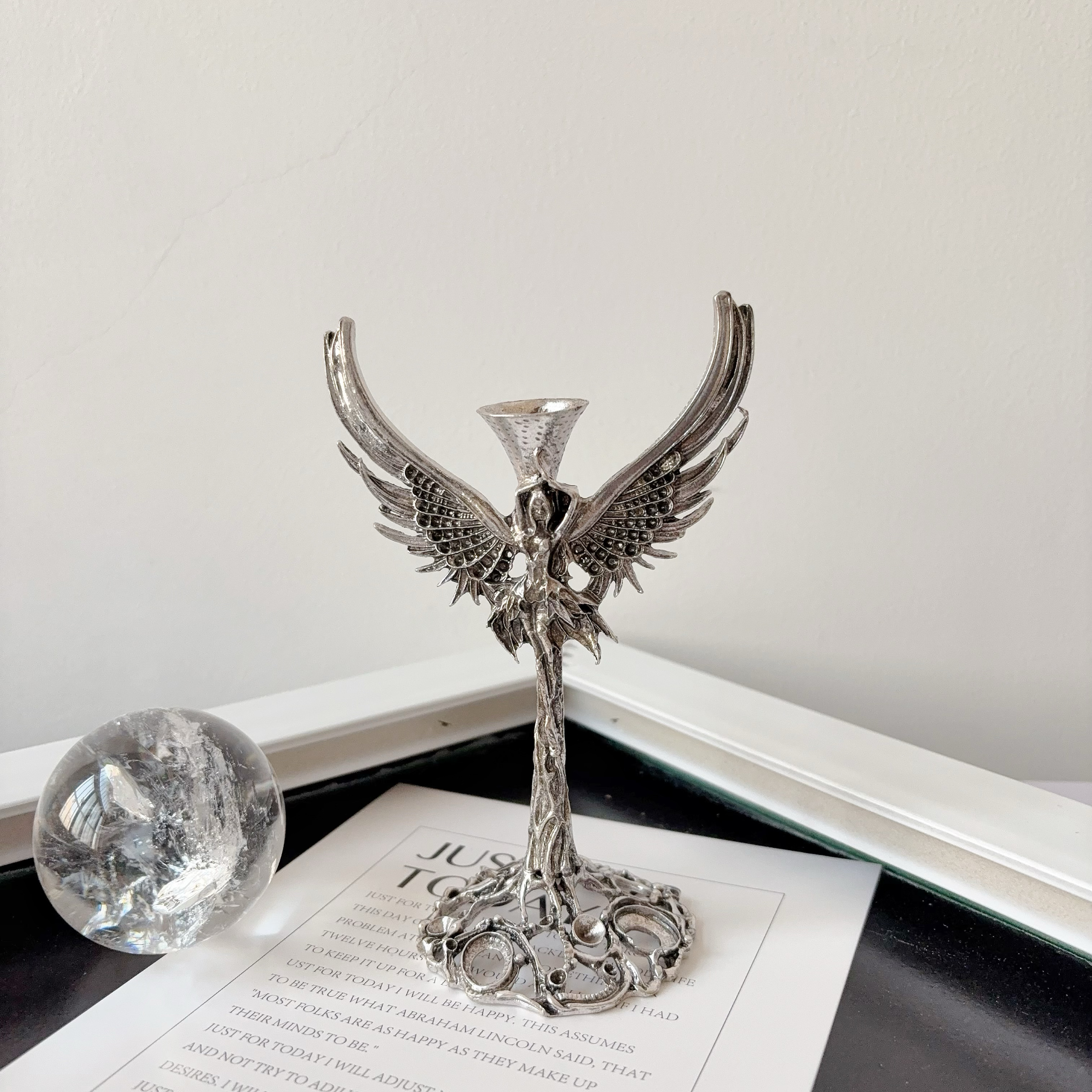 水晶球底座神鸟金属合金玉石原石球底座摆件创意小球收纳装饰礼品