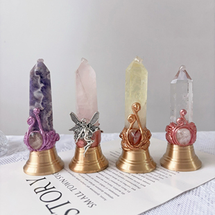 天然水晶铜铃铛横梁压床摆件化解房梁压顶风铃挂件办公室玄学好物