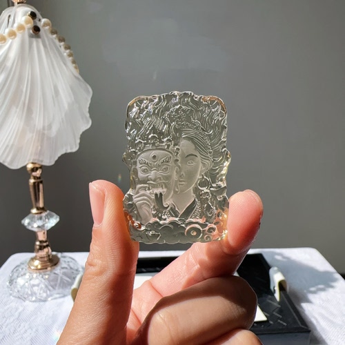 天然巴西黄水晶高料透体精雕扎基拉姆吊坠挂牌摆件聚宝盆摆件项链