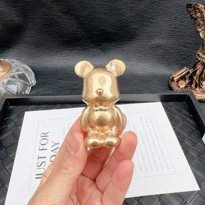 天然水晶黄铜矿铁矿石愚人金pyrite原石打磨雕刻小熊卡通人物摆件