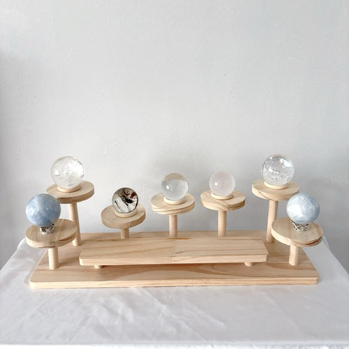 新款水晶球底座步步高木架晶簇原石支架收纳摆件实木底座节节高