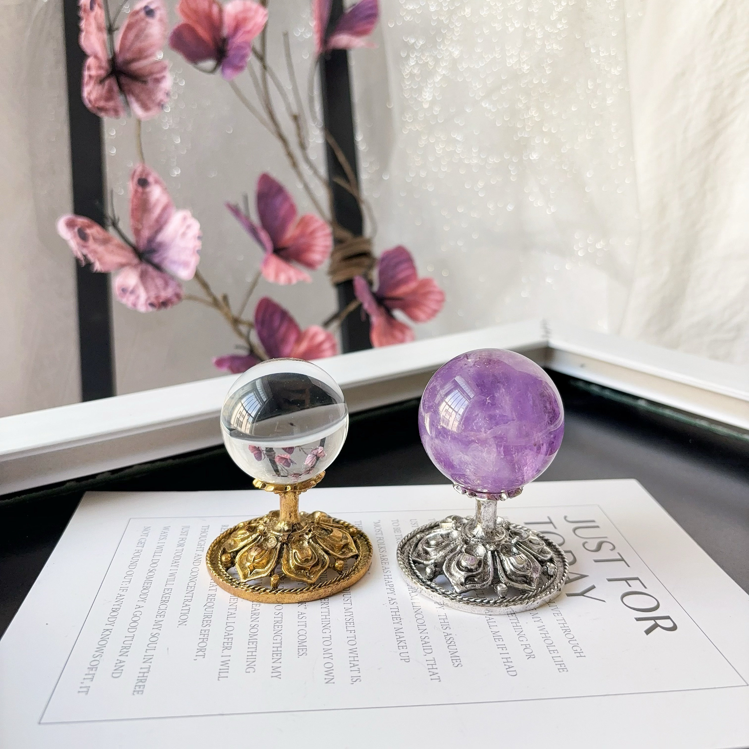 合金烛台款水晶球底座球托高端创意家居装饰摆件氛围轻奢风桌摆,饰品/流行首饰/时尚饰品新,奇石,淘宝优惠券,粉丝福利购,淘宝优惠卷