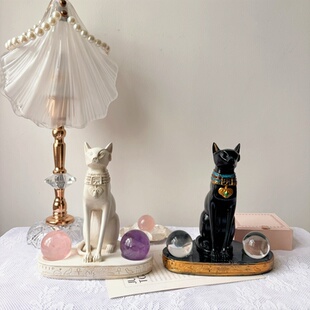 妖后家高定水晶球底座球托支架收纳摆件树脂雕塑埃及猫女神猫法师