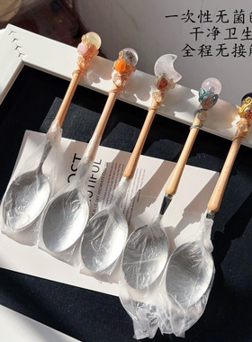 天然水晶球月亮权杖魔法棒手作艺术品勺子餐具摆件装饰品送礼物
