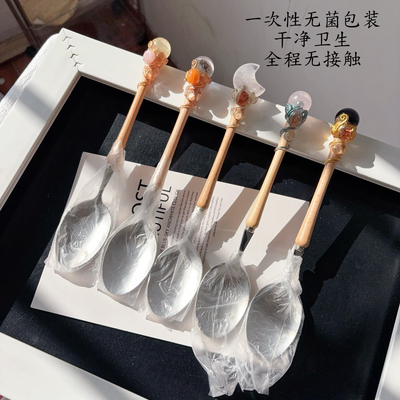 天然水晶球月亮权杖魔法棒手作艺术品勺子餐具摆件装饰品送礼物