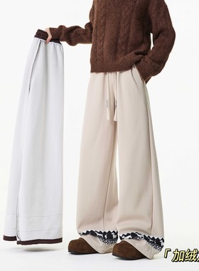 冬季新款美式复古裤脚设计加绒休闲卫裤B315-K25913JR