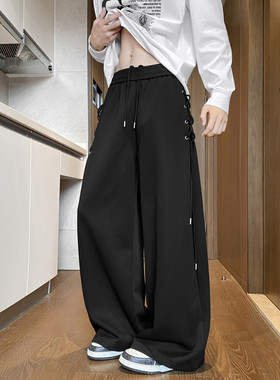 2025秋季侧边绑带设计感重磅宽松阔腿卫裤B315-K25861