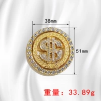 Gold 51*38 мм инкрустированный бриллиант для работы, когда он инкрустирован