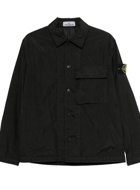现货 Stone Island石头岛SS26 尼龙翻领薄棉服夹克 黑色