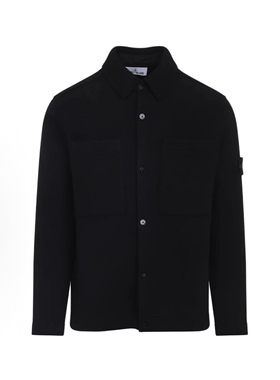 现货 Stone Island石头岛 25秋冬羊毛翻领夹克 黑色
