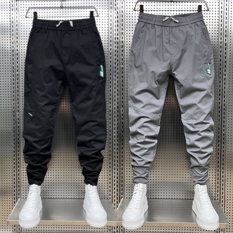 2025夏季潮流修身潮流休闲裤子男士时尚痞帅高级百搭帅气九分束脚