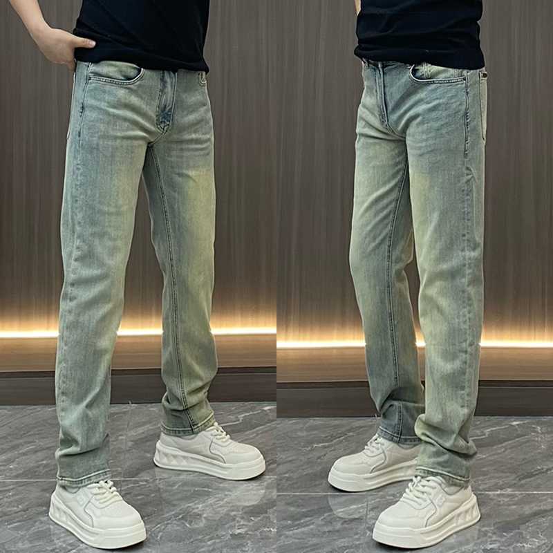 男士水洗显瘦直筒弹力休闲牛仔裤