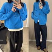 2025早春时尚 亏清法式 小众 羊驼混纺半高领克莱因蓝显白插肩毛衣