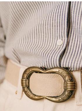 福利! 法式复古浮雕金属扣多色牛皮女士百搭皮带