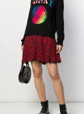 清 尾货 街头摇滚范 黑色流浪星球字母女士套头针织衫