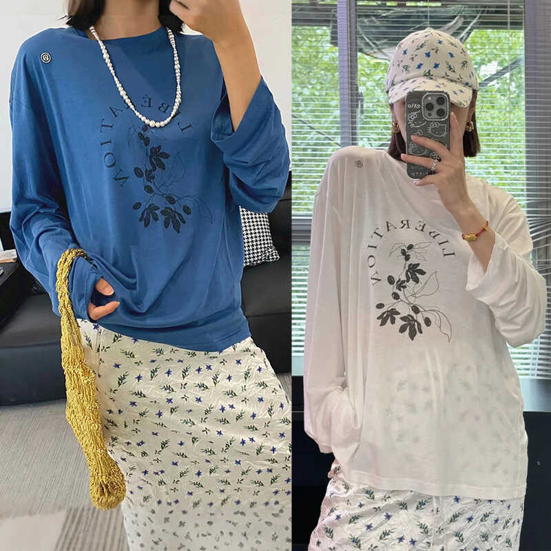 薄款印花长袖T恤美式复古