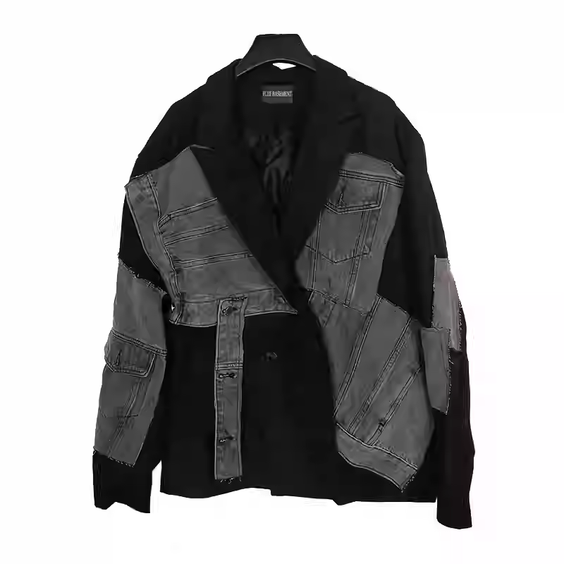 FLEE BASEMENT 手工制作remake小众秋冬西装拼牛仔独特西服外套,男装,休闲西服,淘宝优惠券,粉丝福利购,淘宝优惠卷