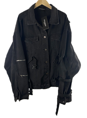 FLEE BASEMENT Remake秋冬新款绑带牛仔女上衣小众宽松夹克外套男