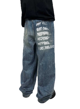 FLEE BASEMENT 复古水洗cleanfit美式阔腿长裤子宽松直筒牛仔裤