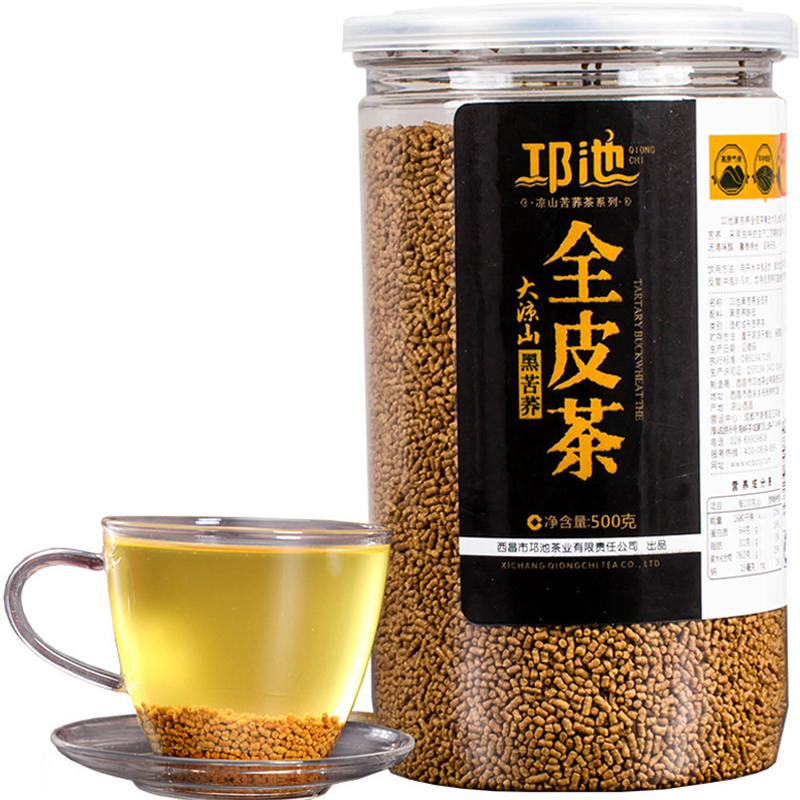 黑苦荞茶全皮茶正品大凉山特产级苦荞茶500g罐装麸皮麦香苦荞麦茶