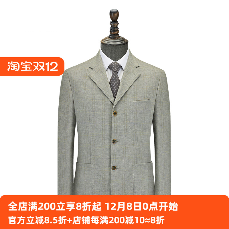 【吉家】新款秋季薄款毛料西装 男士半衬里便西服宽松