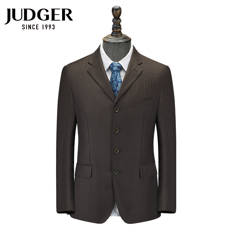 JUDGER/庄吉商务休闲男士羊毛西服外套宽条纹毛料西装套装上衣