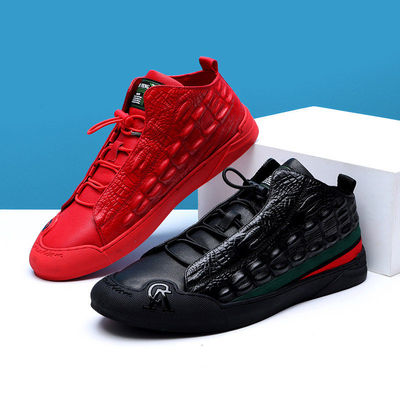 帕达索男鞋英伦风休闲板鞋时尚百搭高帮鞋松紧带平底男鞋201111