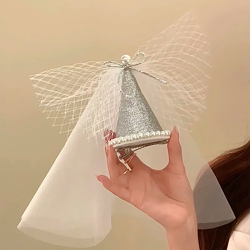 生日帽头饰氛围感道具拍照女生儿童头纱发夹生日帽子装饰场景布置