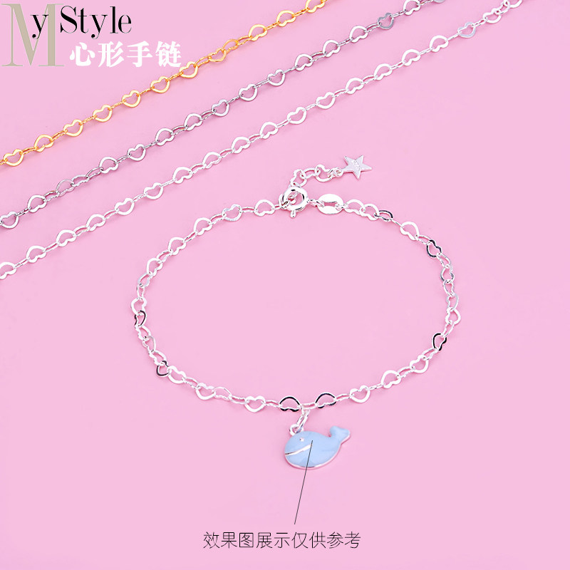 简约百搭爱心链心形链脚链纯银