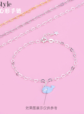 简约百搭爱心链心形链脚链纯银