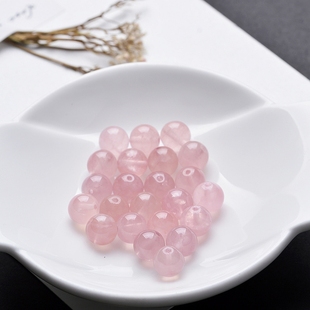天然马达加斯粉水晶珠子 粉晶芙蓉晶散珠 手工DIY串珠材料配饰