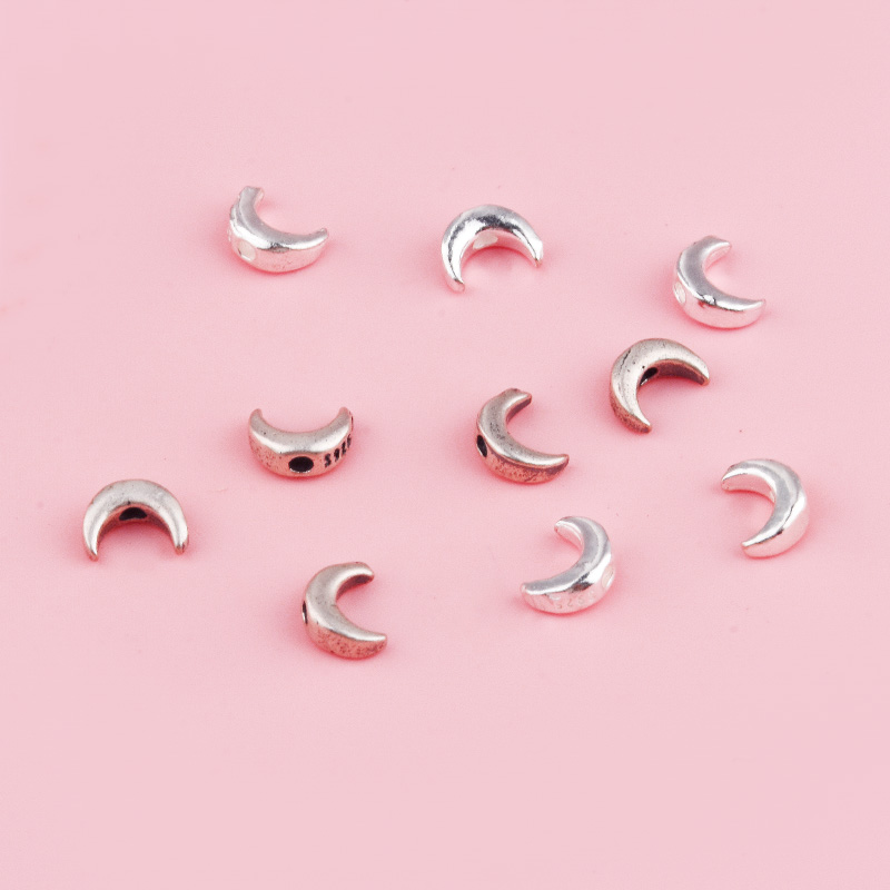 迷你月亮隔珠散珠S925纯银月亮隔片串珠水晶手链项链diy配件材料