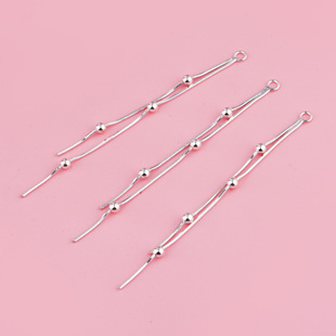 S925纯银流苏吊坠蛇骨圆珠坠子diy耳坠配件手链耳环项链银饰品