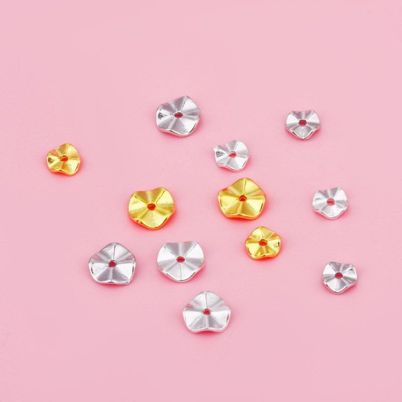 S925纯银波纹花形隔片垫片水晶珍珠手链串珠DIY隔珠隔片编绳材料