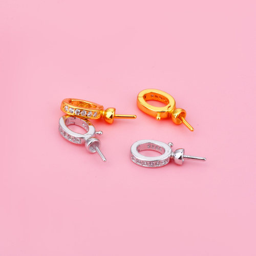 S925纯银镀金珍珠万能扣吊坠扣项链珠连接DIY手工串珠手链配件