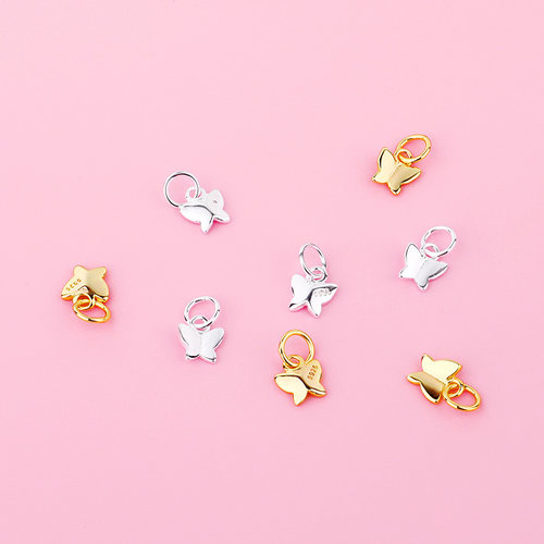 S925纯银手工DIY配件饰品ins风  迷你蝴蝶吊坠  项链手链吊坠挂件