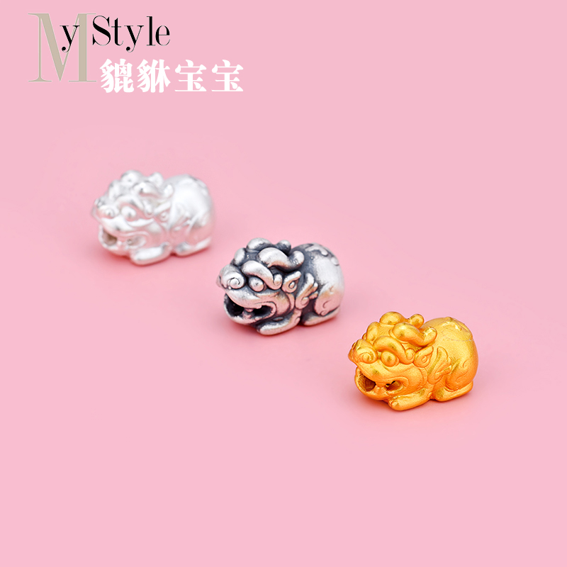 diy银镀金如意貔貅手链编织隔珠