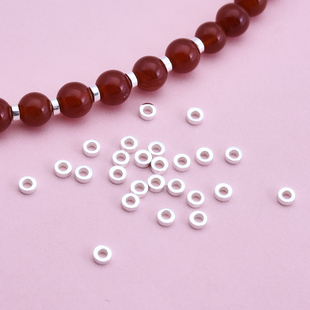 S925纯银首饰配件 圆片散珠隔珠隔片 手工串珠diy材料配饰