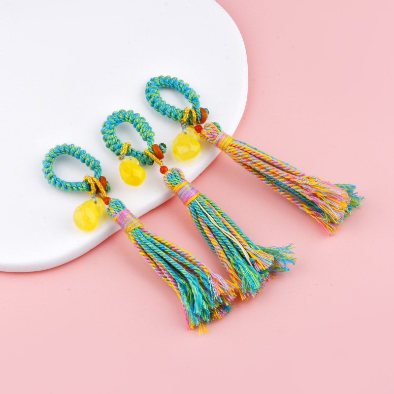 天然蜜蜡钱袋手工棉绳流苏跑环diy饰品配件提溜穗子钥匙扣包挂
