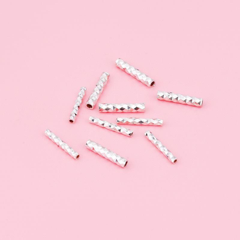 手工DIY串珠饰品配件 925纯银车花直管 手链圆管配饰