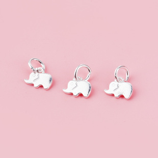 迷你可爱小象吊坠纯银999足银坠子手工DIY珍珠水晶手链小象挂件