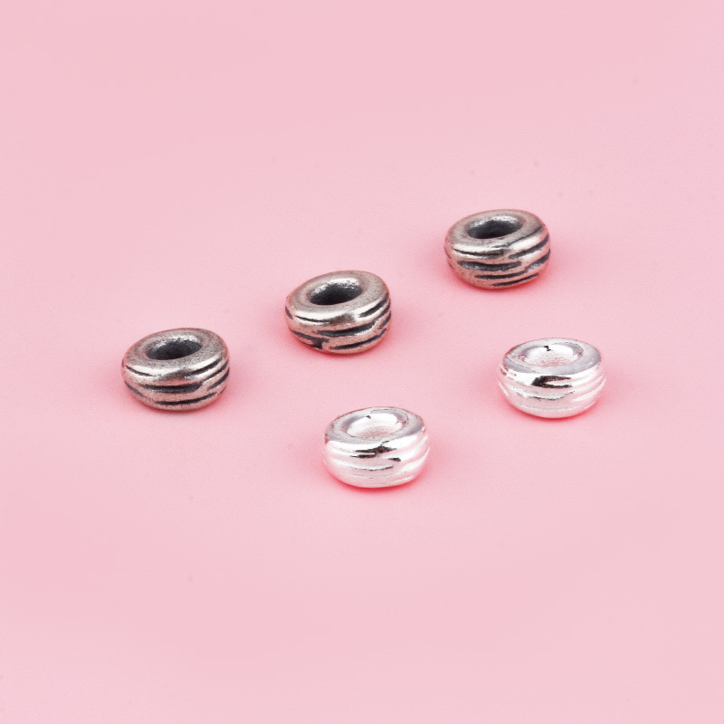 S925纯银复古盘缠大孔闭口圈隔片编织手绳串珠手链项链手工diy