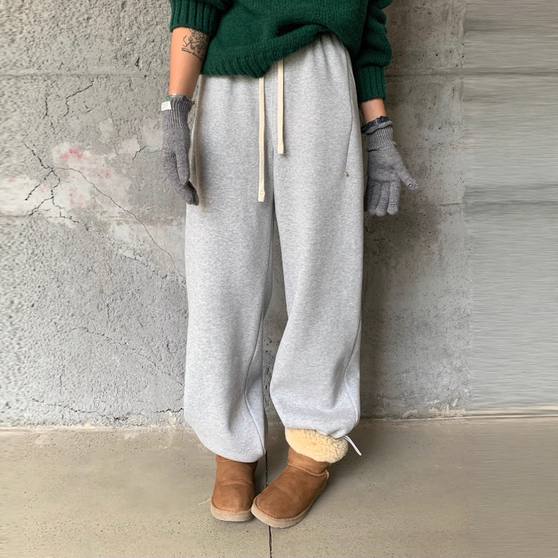 oneseven加厚抽绳束脚运动裤女