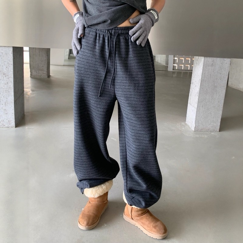 显瘦加绒加厚束脚裤卫裤运动裤女