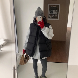 one 显瘦百搭保暖外套潮 seven白鸭绒连帽马甲羽绒服女2025冬韩版