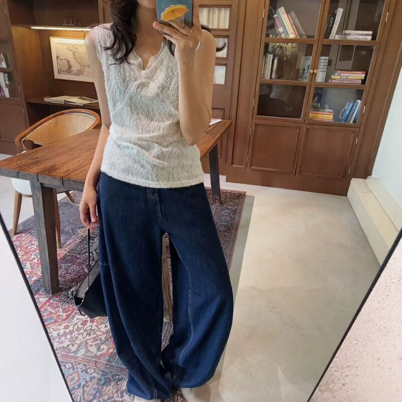 腰果花蕾丝拉毛V领背心女2026秋外穿内搭无袖上衣显瘦洋气打底衫图片