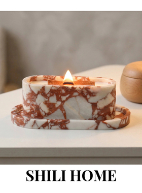 天然大理石轻奢香薰烛台杯摆件