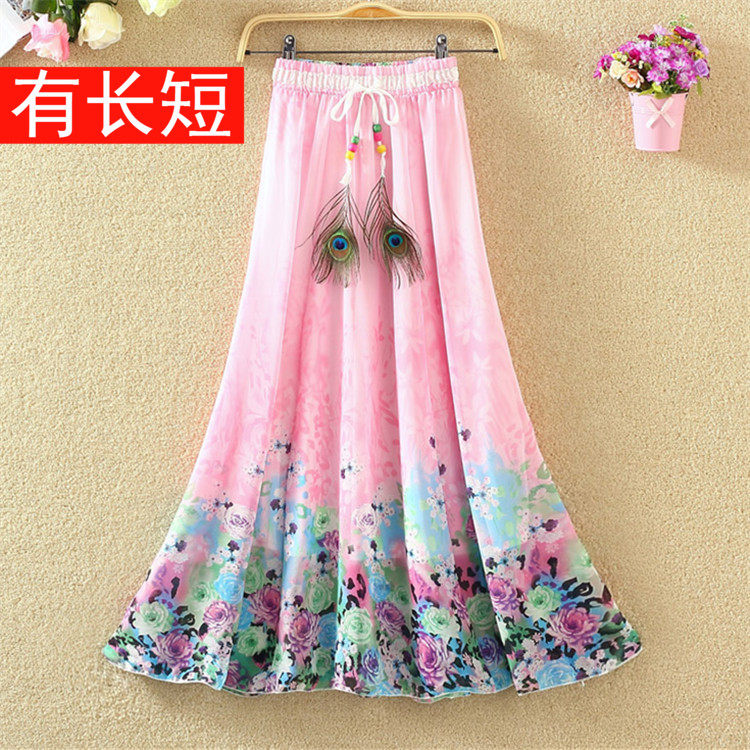 2021新款印花雪纺半身裙女夏季百搭大摆裙民族风仙女裙沙滩裙长裙在类目 女装/女士精品, 半身裙中 - 来自Buy2taobao.com提供专业的淘宝代购服务